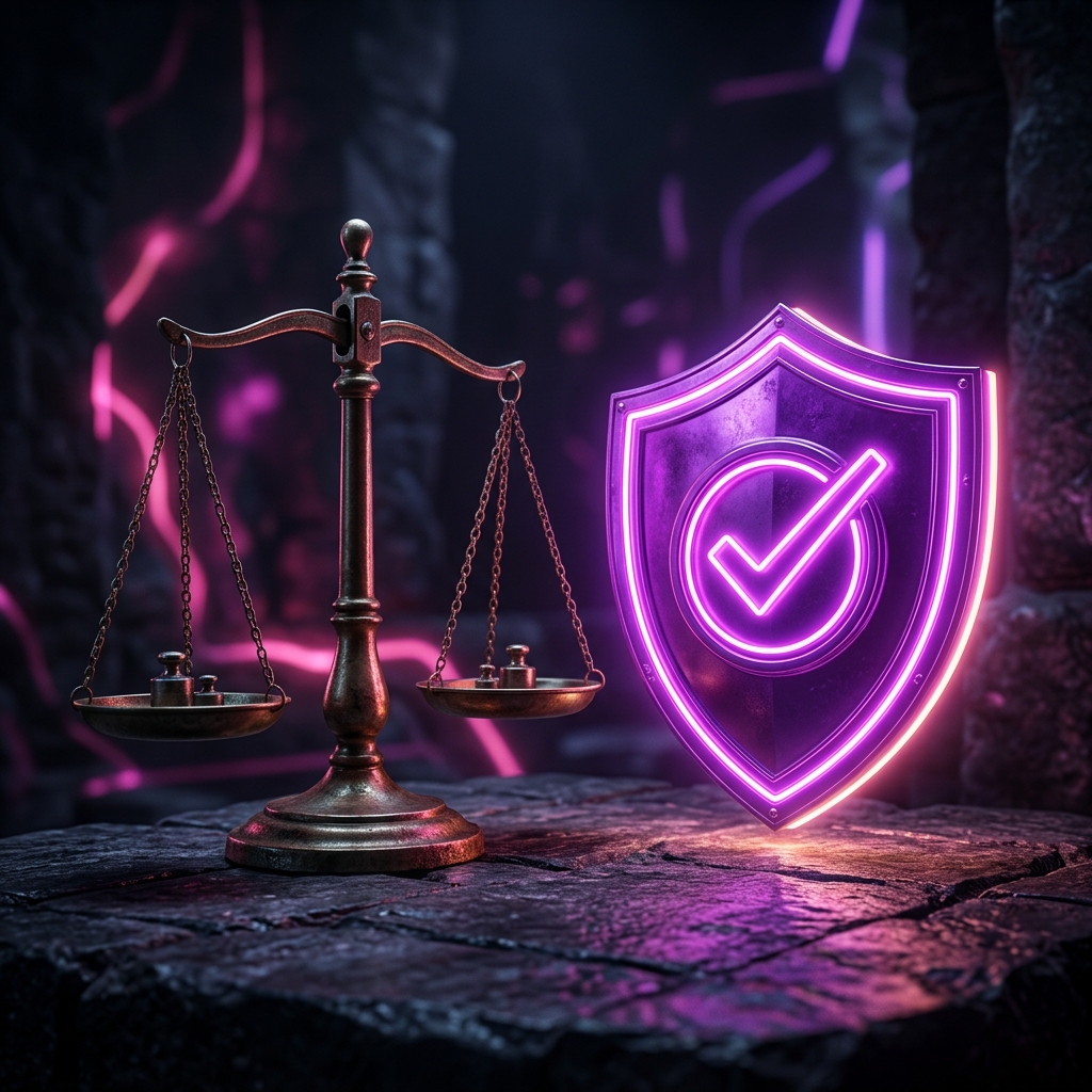 Scales of Justice and Shield